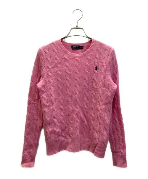 POLO RALPH LAUREN（ポロ・ラルフローレン）POLO RALPH LAUREN (ポロ・ラルフローレン) ケーブルニット ピンク サイズ:Sの古着・服飾アイテム