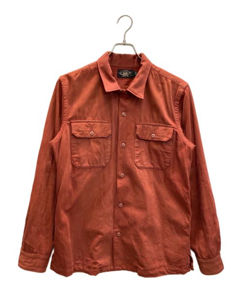 RRL（ダブルアールエル）RRL (ダブルアールエル) GARMENT DYED TWILL CAMP SHIRT ブラウン サイズ:Mの古着・服飾アイテム