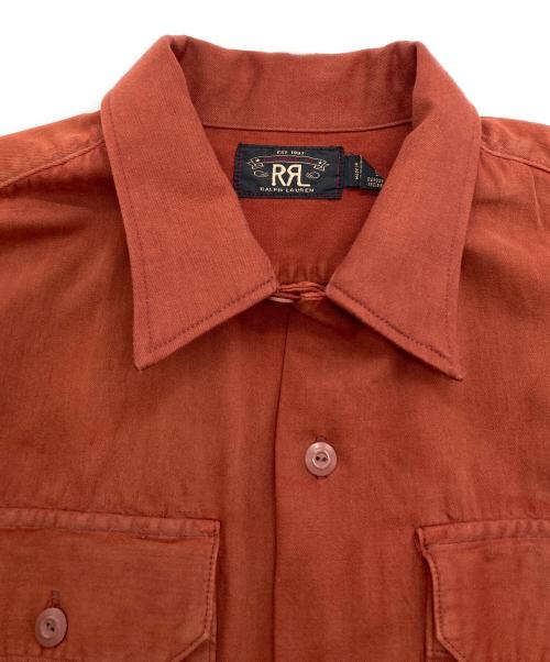 RRL（ダブルアールエル）RRL (ダブルアールエル) GARMENT DYED TWILL CAMP SHIRT ブラウン サイズ:Mの古着・服飾アイテム