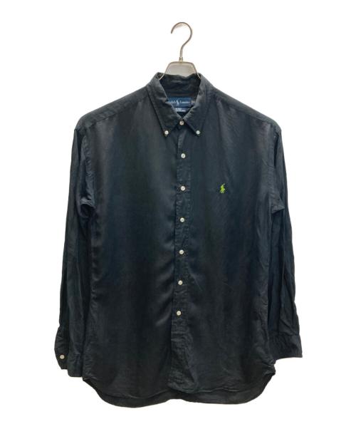 RALPH LAUREN（ラルフローレン）RALPH LAUREN (ラルフローレン) シルクリネンシャツ ブラック サイズ:XLの古着・服飾アイテム