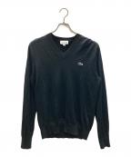 LACOSTEラコステ）の古着「ウォッシャブルウールVネックニットセーター」｜ブラック