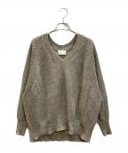 1er Arrondissementプルミエ アロンディスモン）の古着「リネン畦デザインVネックプルオーバー」｜ベージュ