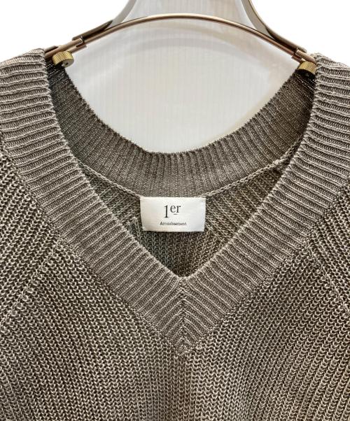 1er Arrondissement（プルミエ アロンディスモン）1er Arrondissement (プルミエ アロンディスモン) リネン畦デザインVネックプルオーバー ベージュ サイズ:表記なしの古着・服飾アイテム