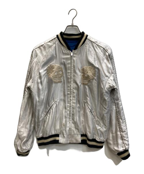 東洋エンタープライズ（トウヨウエンタープライズ）東洋エンタープライズ (トウヨウエンタープライズ) スーベニアジャケット SCULL×JAPAN MAP ブルー×ホワイト サイズ:Mの古着・服飾アイテム