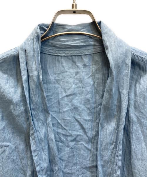 中川政七商店（ナカガワマサシチショウテン）中川政七商店 (ナカガワマサシチショウテン) 麻の皺(しわ)　羽織ブラウス ブルー サイズ:記載なしの古着・服飾アイテム