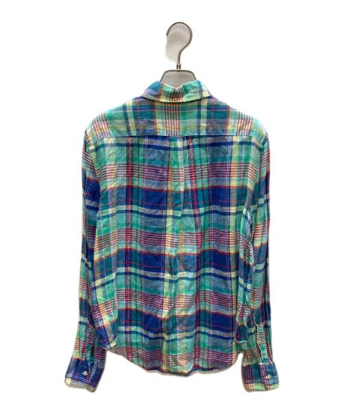 RALPH LAUREN（ラルフローレン）RALPH LAUREN (ラルフローレン) チェックリネンシャツ グリーン サイズ:Mの古着・服飾アイテム