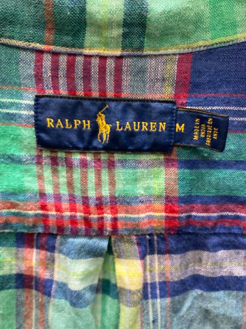 RALPH LAUREN（ラルフローレン）RALPH LAUREN (ラルフローレン) チェックリネンシャツ グリーン サイズ:Mの古着・服飾アイテム