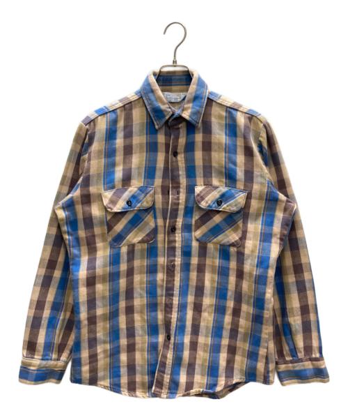 FIVE BROTHER（ファイブブラザー）FIVE BROTHER (ファイブブラザー) 70-80s チェックネルシャツ ベージュ×ブルー サイズ:SIZE Mの古着・服飾アイテム