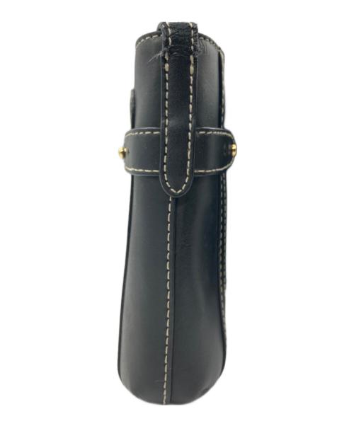 LAUREN RALPH LAUREN（ローレンラルフローレン）LAUREN RALPH LAUREN (ローレンラルフローレン) レザーショルダーバッグ ブラックの古着・服飾アイテム