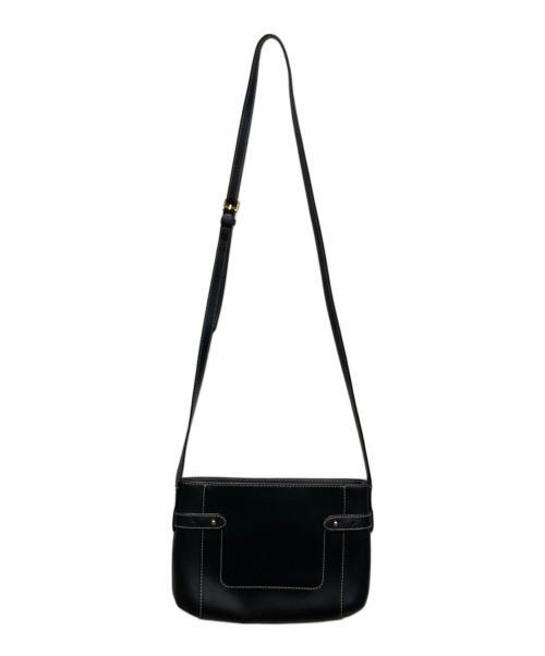 LAUREN RALPH LAUREN（ローレンラルフローレン）LAUREN RALPH LAUREN (ローレンラルフローレン) レザーショルダーバッグ ブラックの古着・服飾アイテム