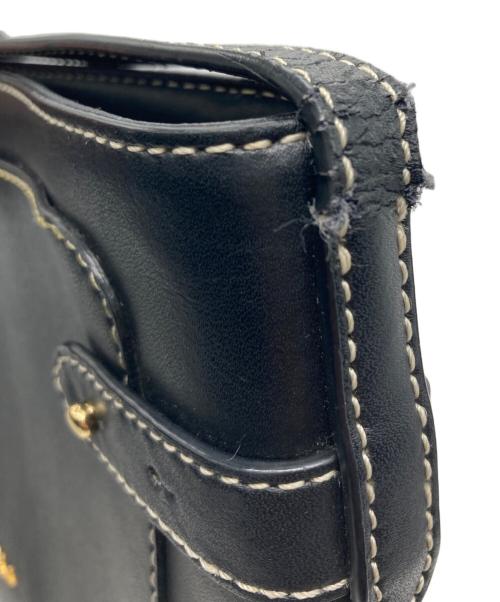 LAUREN RALPH LAUREN（ローレンラルフローレン）LAUREN RALPH LAUREN (ローレンラルフローレン) レザーショルダーバッグ ブラックの古着・服飾アイテム