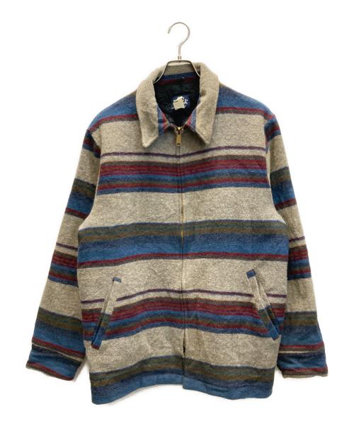 WOOLRICH（ウールリッチ）WOOLRICH (ウールリッチ) 80s ネイティブボーダージップアップジャケット グレー×ブルー サイズ:SIZE Lの古着・服飾アイテム