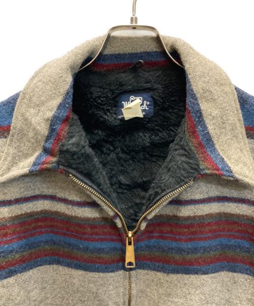 WOOLRICH（ウールリッチ）WOOLRICH (ウールリッチ) 80s ネイティブボーダージップアップジャケット グレー×ブルー サイズ:SIZE Lの古着・服飾アイテム