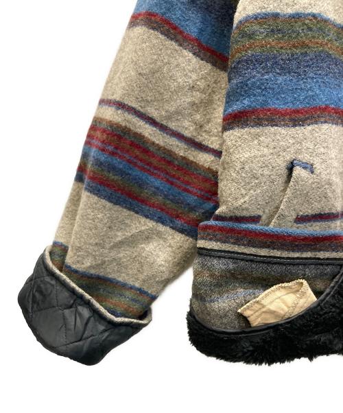 WOOLRICH（ウールリッチ）WOOLRICH (ウールリッチ) 80s ネイティブボーダージップアップジャケット グレー×ブルー サイズ:SIZE Lの古着・服飾アイテム