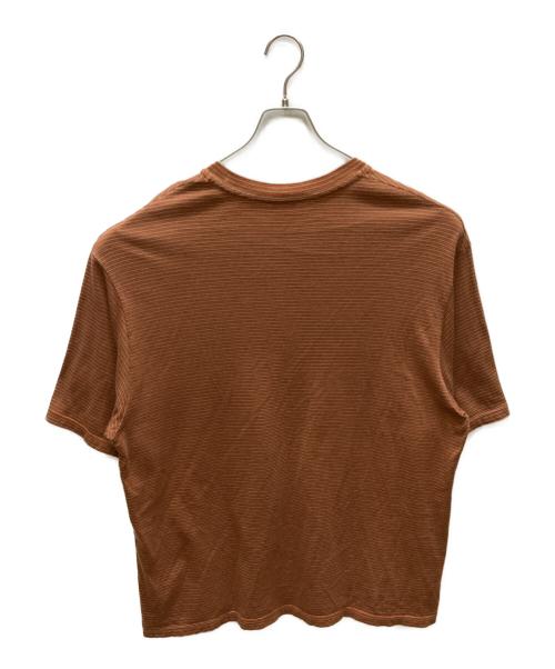 Yonetomi（ヨネトミ）Yonetomi (ヨネトミ) GARMENT DYED RANDOM BORDER T-SHIRT ブラウン サイズ:4の古着・服飾アイテム