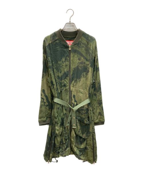 DIESEL（ディーゼル）DIESEL (ディーゼル) D-SARAN-CMF プリントカモ柄ブルゾンワンピース グリーン サイズ:SIZE 36 未使用品の古着・服飾アイテム