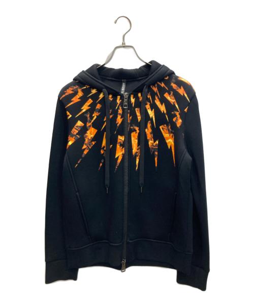 NEIL BARRETT（ニールバレット）NEIL BARRETT (ニールバレット) サンダーボルトプリントフーディー ブラック サイズ:SIZE Sの古着・服飾アイテム