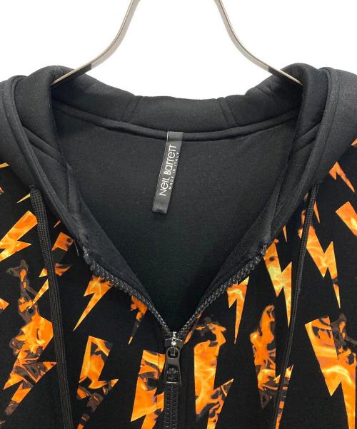 NEIL BARRETT（ニールバレット）NEIL BARRETT (ニールバレット) サンダーボルトプリントフーディー ブラック サイズ:SIZE Sの古着・服飾アイテム