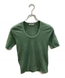 AURALEE（オーラリー）の古着「HIGH GAUGE COTTON PILE KNIT U-NECK TEE」｜グリーン