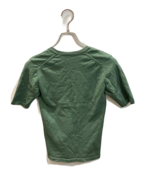 AURALEE（オーラリー）AURALEE (オーラリー) HIGH GAUGE COTTON PILE KNIT U-NECK TEE グリーン サイズ:SIZE 1の古着・服飾アイテム