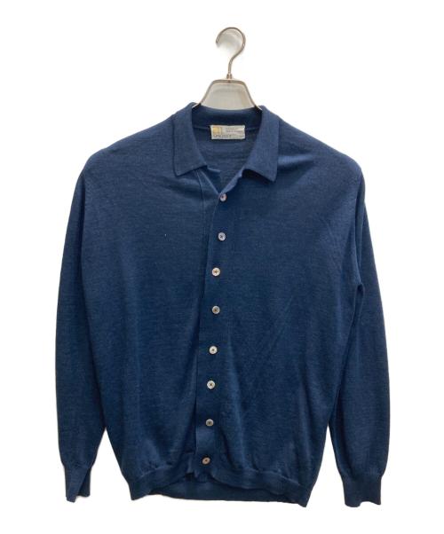 JOHN SMEDLEY（ジョンスメドレー）JOHN SMEDLEY (ジョンスメドレー) 襟付きウールニットカーディガン ネイビー サイズ:Lの古着・服飾アイテム