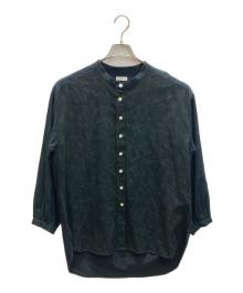 Madu Fabrica（マディ ファブリカ）の古着「リネン混バンドカラーシャツ」｜ブラック