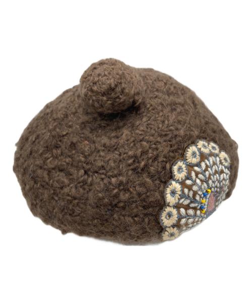 mina perhonen（ミナ ペルホネン）mina perhonen (ミナ ペルホネン) Hitomi shinoyama ニットベレー帽 ブラウン サイズ:表記なし（サイズ詳細参照）の古着・服飾アイテム