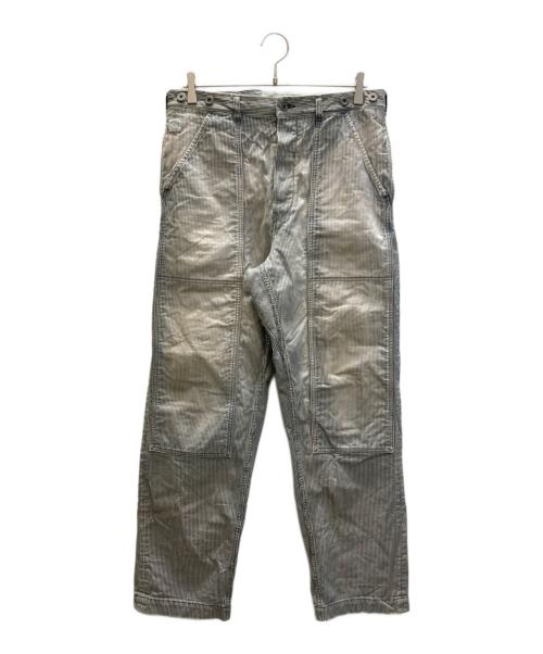 The DUFFER N NEPHEWS（ザ・ダファー・アンド・ネフューズ）The DUFFER N NEPHEWS (ザ・ダファー・アンド・ネフューズ) ヴィンテージ加工ダブルニートラウザー ブルー×ホワイト サイズ:SIZE Lの古着・服飾アイテム