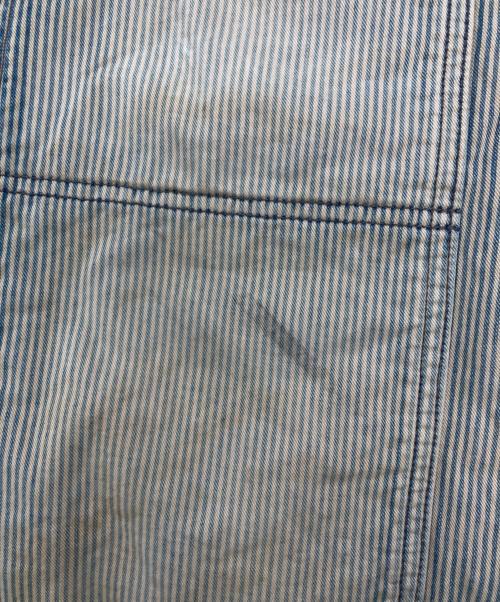 The DUFFER N NEPHEWS（ザ・ダファー・アンド・ネフューズ）The DUFFER N NEPHEWS (ザ・ダファー・アンド・ネフューズ) ヴィンテージ加工ダブルニートラウザー ブルー×ホワイト サイズ:SIZE Lの古着・服飾アイテム