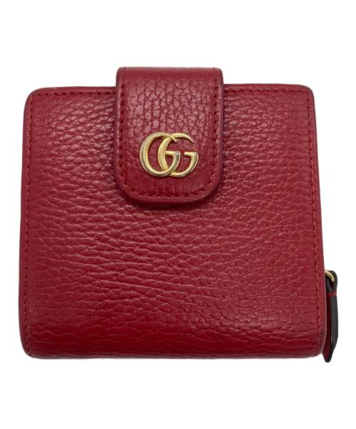 GUCCI（グッチ）GUCCI (グッチ) GGマーモント 二つ折り財布 レッドの古着・服飾アイテム