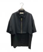 CULLNIクルニ）の古着「Front Zip Layered Short Sleeve Shirt」｜ブラック