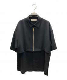 CULLNI（クルニ）の古着「Front Zip Layered Short Sleeve Shirt」｜ブラック