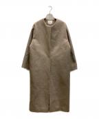 BEAUTY&YOUTHビューティーアンドユース）の古着「ビーバーノーカラーロングコート」｜ベージュ