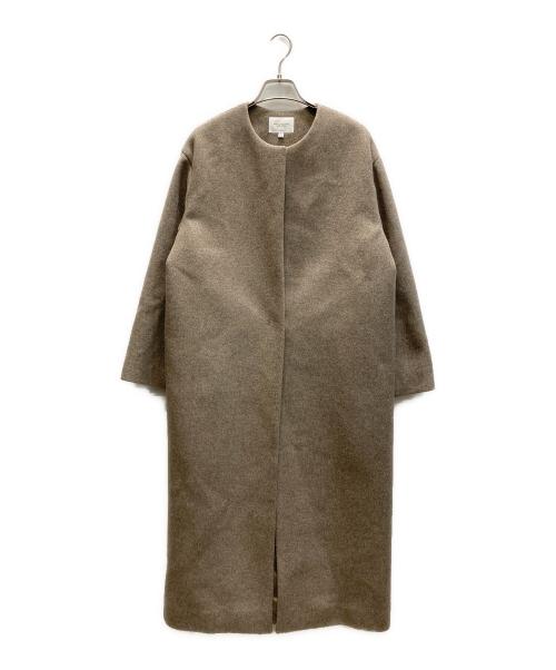 BEAUTY&YOUTH（ビューティーアンドユース）BEAUTY&YOUTH (ビューティーアンドユース) ビーバーノーカラーロングコート ベージュ サイズ:Mの古着・服飾アイテム