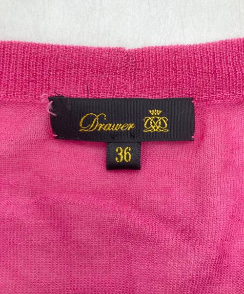 DRAWER（ドゥロワー）DRAWER (ドゥロワー) カシミヤ シルク フロントフリンジカーディガン ピンク サイズ:SIZE Sの古着・服飾アイテム