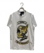 JOHN RICHMONDジョンリッチモンド）の古着「ラインストーンスカルTシャツ」｜ホワイト