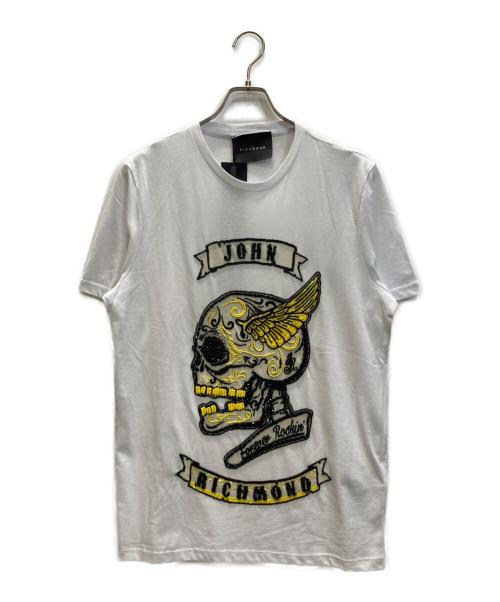 JOHN RICHMOND（ジョンリッチモンド）JOHN RICHMOND (ジョンリッチモンド) ラインストーンスカルTシャツ ホワイト サイズ:Mの古着・服飾アイテム