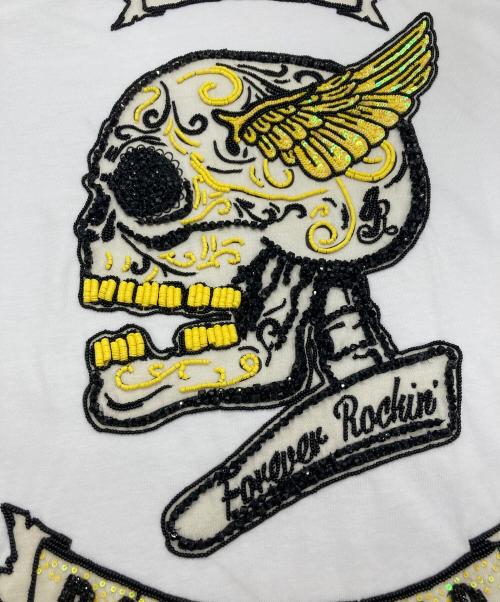 JOHN RICHMOND（ジョンリッチモンド）JOHN RICHMOND (ジョンリッチモンド) ラインストーンスカルTシャツ ホワイト サイズ:Mの古着・服飾アイテム