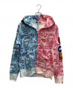 A BATHING APE×BAPE XXV CITIES CAMO 2ND APE SHARK HALF FULL ZIPア ベイシング エイプ×ベイプ トゥエンティーファイブ シティーズ カモ セカンド エイプ シャーク ハーフ フル ジップ）の古着「BAPE XXV CITIES CAMO 2ND APE SHARK HALF FULL ZIP HOODIE/ベイプ トゥエンティファイブ シティズカモ セカンドエイプ シャーク ハーフ フルジップ フーディー」｜ブルー×レッド