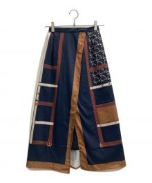 Ameri（アメリ）の古着「SCARF LIKE WRAP SKIRT」｜ネイビー×ブラウン