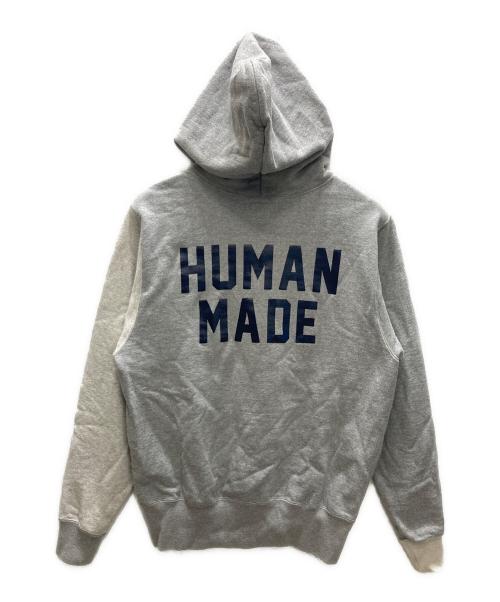 HUMAN MADE（ヒューマンメイド）HUMAN MADE (ヒューマンメイド) ロゴプルオーバーパーカー グレー サイズ:Mの古着・服飾アイテム