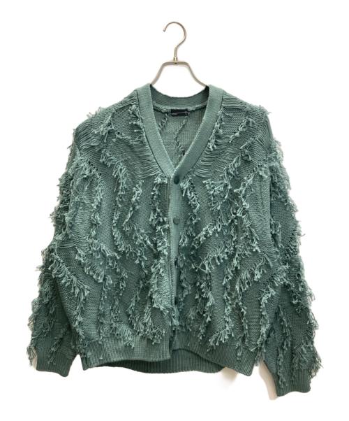 LAD MUSICIAN（ラッドミュージシャン）LAD MUSICIAN (ラッドミュージシャン) LOW GAUGE FRINGE CARDIGAN/ローゲージ フリンジ カーディガン グリーン サイズ:44の古着・服飾アイテム