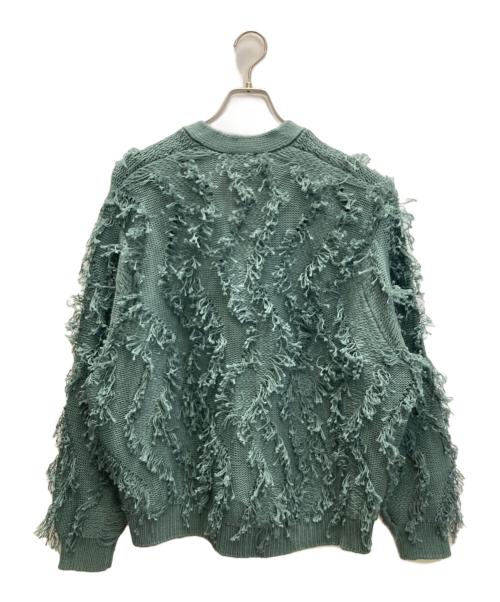LAD MUSICIAN（ラッドミュージシャン）LAD MUSICIAN (ラッドミュージシャン) LOW GAUGE FRINGE CARDIGAN/ローゲージ フリンジ カーディガン グリーン サイズ:44の古着・服飾アイテム