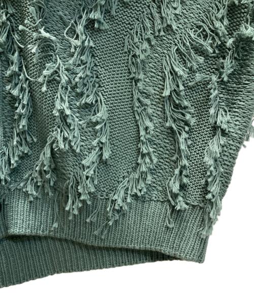 LAD MUSICIAN（ラッドミュージシャン）LAD MUSICIAN (ラッドミュージシャン) LOW GAUGE FRINGE CARDIGAN/ローゲージ フリンジ カーディガン グリーン サイズ:44の古着・服飾アイテム