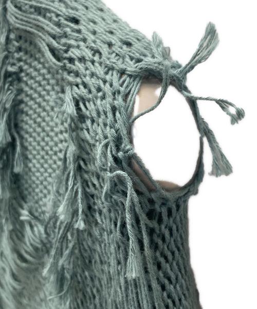 LAD MUSICIAN（ラッドミュージシャン）LAD MUSICIAN (ラッドミュージシャン) LOW GAUGE FRINGE CARDIGAN/ローゲージ フリンジ カーディガン グリーン サイズ:44の古着・服飾アイテム
