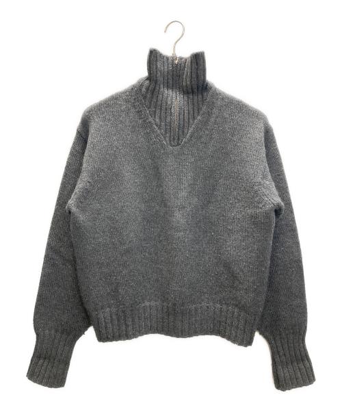 AURALEE（オーラリー）AURALEE (オーラリー) WOOL SOFT CORD KNIT HALF ZIP P/O/ウール ソフト コード ニット ハーフ ジップ プルオーバー グレー サイズ:5の古着・服飾アイテム