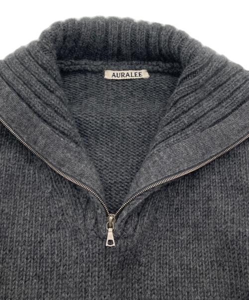 AURALEE（オーラリー）AURALEE (オーラリー) WOOL SOFT CORD KNIT HALF ZIP P/O/ウール ソフト コード ニット ハーフ ジップ プルオーバー グレー サイズ:5の古着・服飾アイテム