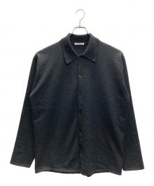 AURALEE（オーラリー）の古着「HIGH TWIST WOOL KNIT SHIRT CARDIGAN/ハイツゥイストウールニットシャツカーディガン」｜グレー