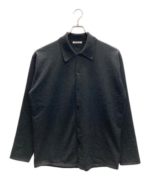 AURALEE（オーラリー）AURALEE (オーラリー) HIGH TWIST WOOL KNIT SHIRT CARDIGAN/ハイツゥイストウールニットシャツカーディガン グレー サイズ:5の古着・服飾アイテム