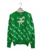 Der SAMMLER SOLO×The Three Robbersディアザムラーソロ×スリーラバーズ）の古着「DAN-KNIT（DANSEUSE）クルーネックニット」｜グリーン×ホワイト